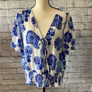 Blouseology - Blue & White Floral Print Blouse